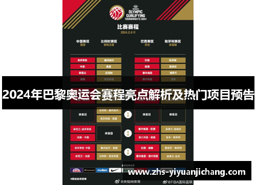 2024年巴黎奥运会赛程亮点解析及热门项目预告